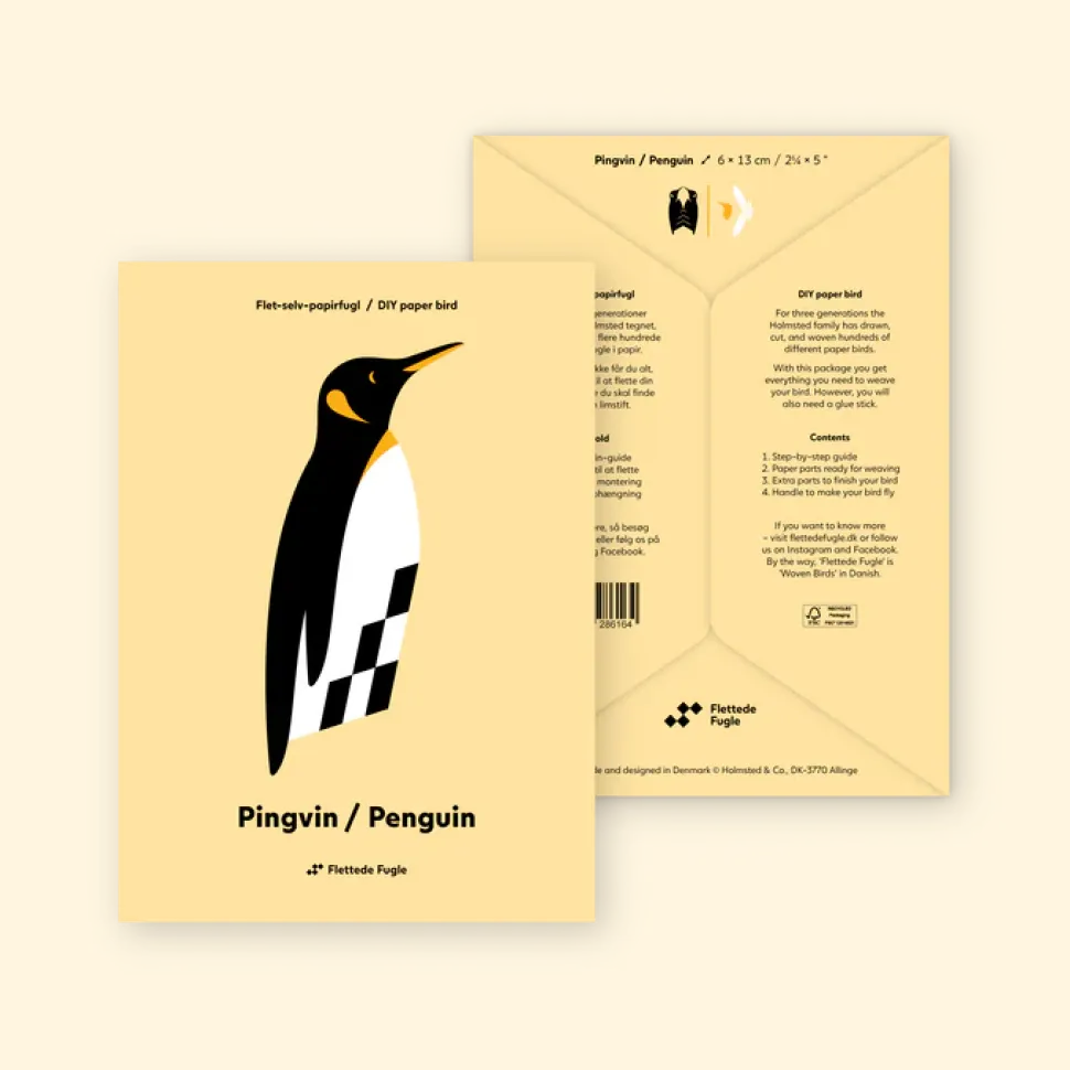 Flettede Fugle Flet selv papirfugl – Pingvin