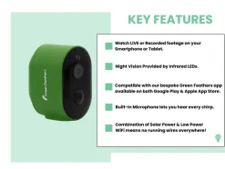 Green Feathers HD WiFi kamera med solcelle til redekasse