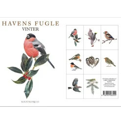 Havens fugle vinter af Carl Christian Tofte 8 stk postkort