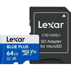 Lexar microSD hukommelseskort 64 GB med SD-adapter